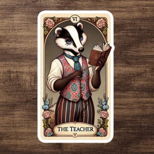 Sticker pour prof de tarot - sticker mouffette mignon pour Kindle, ordinateur portable, gobelet, cadeau pour professeur, instructeur, éducateur, mentor, gourou