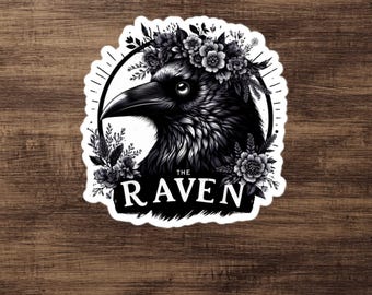 The Raven Sticker - Edgar Allan Poe Literary Decal - Dark Academia Aesthetic - Gift for Book Lover, English Major, Librarian, and Teacher