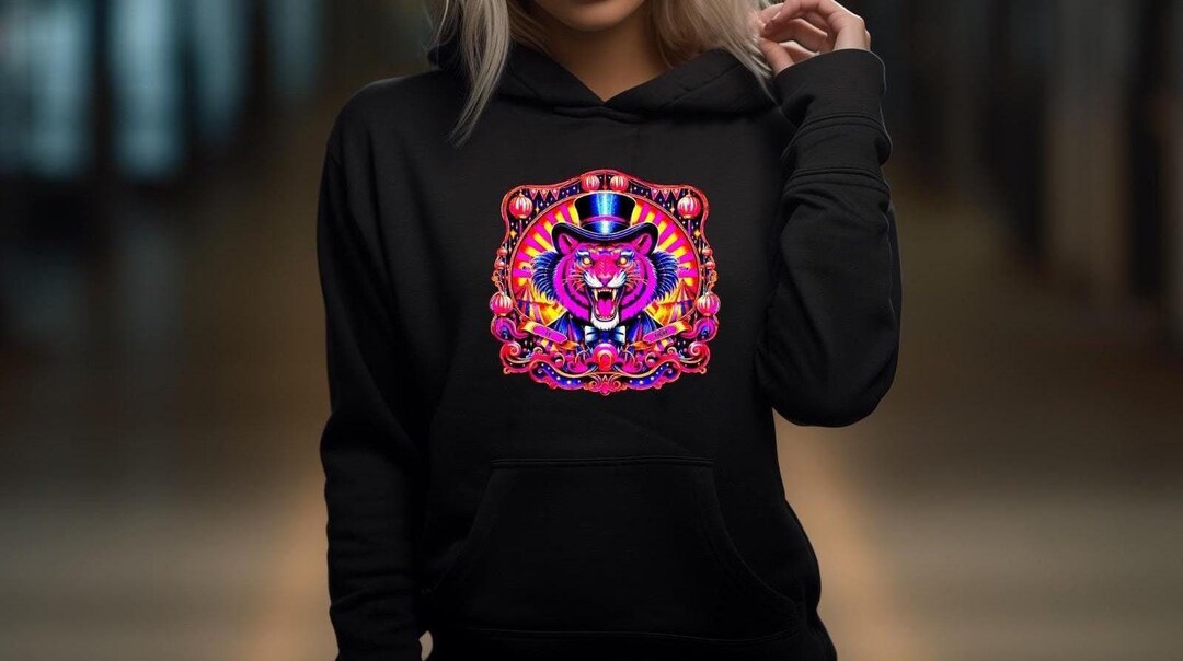Vintage Circus Tiger Hoodie - Le Tigre Punk Rock Anthropomorphic Tiger ...