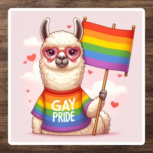 Bonita calcomanía de llama del orgullo gay / calcomanía del desfile LGBTQ+ / bandera de igualdad de derechos con arcoíris y amor para Kindle, Tumbler, computadora portátil / Parent Ally Gear