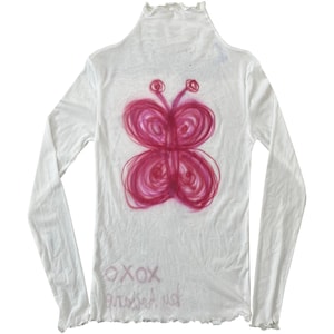 Butterfly ~ Airbrush custom y2k mesh top Upcycling Brand Made in Japan mesh top long sleeve Streetwear Kawaii y2k 90s 2000s aesthetic