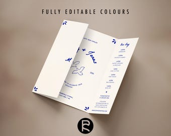 Gatefold Wedding Invitation Template | Handdrawn & Whimsical Love Doves | Customizable | Cottage Core | Original Illustrations | No. 127