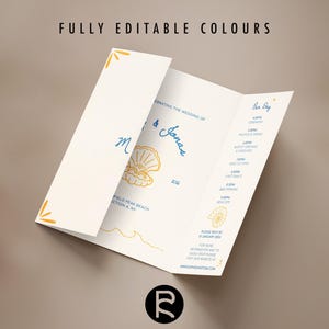 Gatefold Wedding Invitation Template | Fully Customizable | Beach - Sea Shells - Romantic | Beach Wedding | Original Illustrations | No. 123