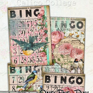 Printable Bingo Cards Junk Journal Journaling Cards Ephemera Pack, One Fine Day