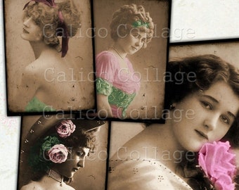 Printable Vintage Ladies Ephemera Pack, Junk Journal Ephemera