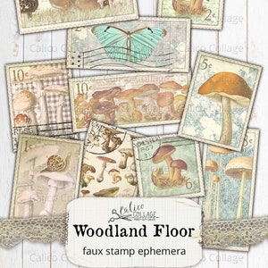 Autumn Mushroom Printable Stamps, Junk Journal Supplies, Bullet Journal, Vintage Fall Ephemera, Foliage, Scrapbooking, Stationery, Woodland