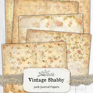 Vintage Shabby Rose Junk Journal Papers, Journal Supplies, Printable Scrapbook Ephemera, Rose Ephemera, Vintage Flower Pages, 99