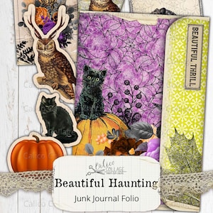 Halloween Junk Journal Folio, Junk Journal Kit, Beautiful Haunting, Ephemera Pack, Vintage Halloween, Forniture per riviste, Stampabile
