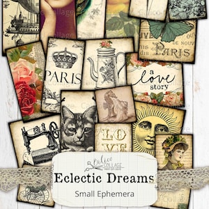 Printable Digital Collage Sheet, Junk Journal Ephemera Pack, Vintage ...