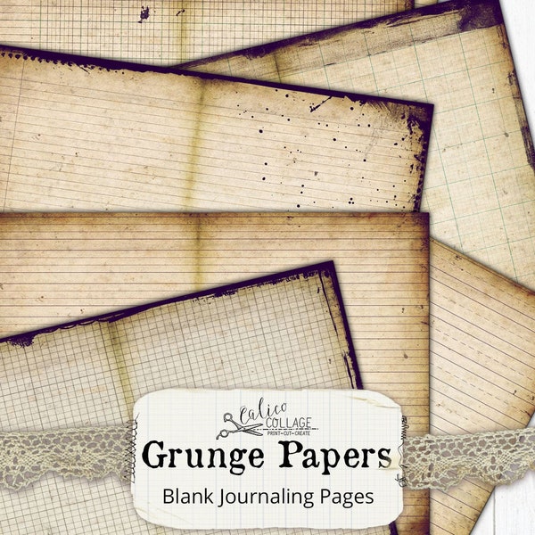 Printable Blank Journaling Pages, Junk Journal Supplies, Digital Grunge Papers, Pages, Scrapbooking Vintage Ephemera