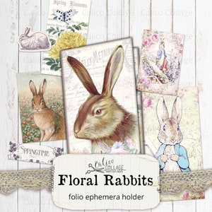Junk Journal Folio Kit, Shabby Chic Vintage Ostern Frühling Folio, Geladene Taschen, Junk Journal Zubehör, Junk Journal Printables, Scrapbook