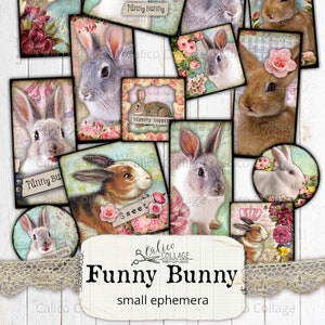 Ostern Ephemera Pack zum Ausdrucken, Hase Junk Journal Zubehör, Digitale Papierdrucke, Bullet Journal, Vintage Scrapbook Ephemera,