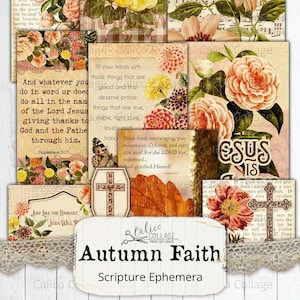 Prière Junk Journal imprimable, automne Bible Journaling, Faith Junk Journal Kit, Digital Download Collage Sheet Ephemera Pack