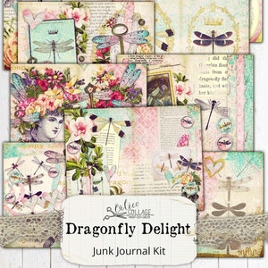 Dragonfly Junk Journal Kit, Printable Pages, Digital Papers, Ephemera ...