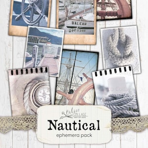 Nautical Polaroid Imprimable, Junk Journal Supplies, Ocean Small Ephemera, vintage Ships Ephemera, Boat Ephemera Digital Download
