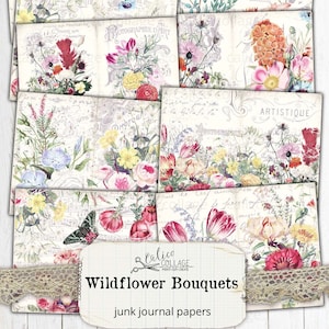 Wildflowers Printable Junk Journal Pages, Digital Papers, Ephemera Pack ...