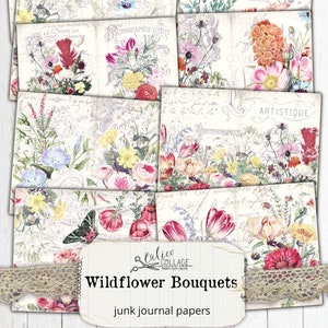 Wildflowers Printable Junk Journal Pages, Digital Papers, Ephemera Pack, Spring Floral Journal, Junk Journal Kit, Journal Ephemera, Digital