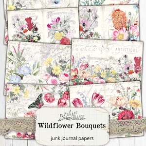 Wildflowers Printable Junk Journal Pages, Digital Papers, Ephemera Pack ...