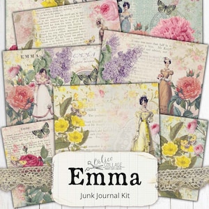 Jane Austen Printable Junk Journal Kit, Regency Ephemera Bullet Journal Ephemera Pack, Shabby Chic, Digital Journal Scrapbook