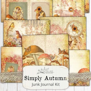 Simply Autumn Junk Journal Kit, Printable Vintage Ephemera, Digital Fall Ephemera, Harvest, Thanksgiving, Journal Supplies, CalicoCollage