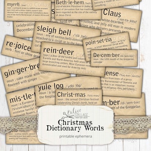 Weihnachten Wörterbuch Wörter, Junk Journal Druckbare Ephemera, Definition Printables, Vintage Holiday, Journal Printable, Digital Paper