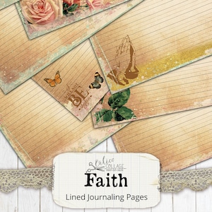 Fede Stampabile Preghiera Junk Journal Lined Journaling Pages, Ephemera religiosa, Bible Journaling, Diario di preghiera, Junk Journal Kit