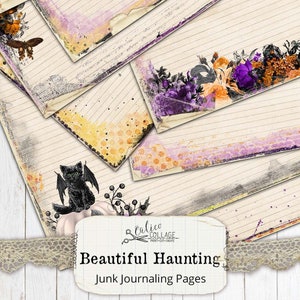 Afdrukbare Halloween Junk Journal Pages, Ephemera Paper, Vintage Scrapbook, Printable, Journaling Supplies, Beautiful Haunting, Owls, Ravens