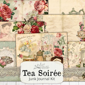 Zestaw dziennika Tea Junk Ephemera Pack Tea Soiree, Tea Ephemera