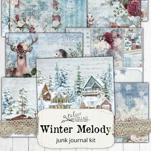 Printable Winter Junk Journal Kit, Winter Melody Ephemera Pack, Vintage Winter Bullet Journal Stationery, Digital Junk Journal Kit, Forest