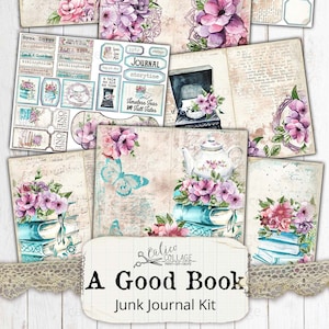 Book Junk Journal Kit, Printable Library Journal Kit, Junk Journal  Ephemera, Digital Journal Kit, Printable Journal, Journal Supplies 001555 