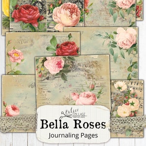 Kit de journal de pacotille imprimable Bella Rose, Rose vintage, Rose éphémère