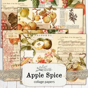 Autumn Junk Journal para impressão, Fall Ephemera, Apple Kitchen Junk Journal Ephemera Pack, Scrapbook Ephemera Digital Download Collage Sheet