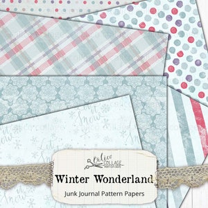 Winter Wonderland Digital Papers, Junk Journal Printable Journal Supplies, Winter Ephemera, Vintage Holiday, Junk Journal Pages, Scrapbook