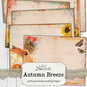 Autumn Junk Journal Journaling Pages, Paper, Fall ephemera, Journaling Supplies, Vintage Fall, Junk Journal Kit, Printable Autumn Breeze