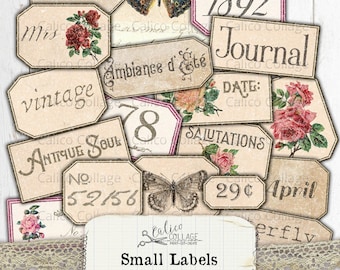 Printable Small Labels, Junk Journal Supplies – CalicoCollage