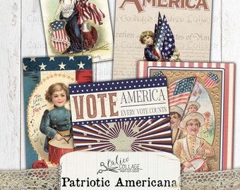 Patriotic Americana Junk Journal Ephemera, 4th of July Scrapbook Ephemera, Bullet Journal Stationery Supplies, Vintage Americana