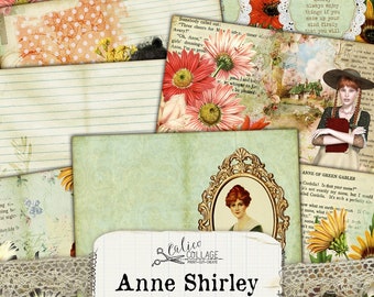 Anne of Green Gables Junk Journal Kit Ephemera Pack, Anne Shirley Imprimables, Vintage Ephemera