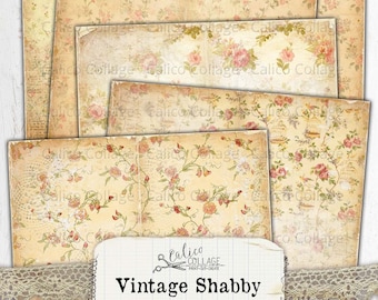 Vintage Shabby Rose Junk Journal Papers, Journal Supplies, Printable Scrapbook Ephemera, Rose Ephemera, Vintage Flower Pages, 99