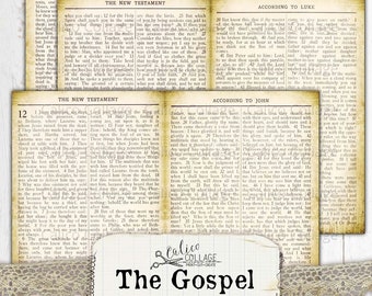 The Gospel Junk Journal Pages, Faith Journal Supplies, Vintage Bible Ephemera, Scrapbook, Inspirational, Rustic, Shabby, CalicoCollage