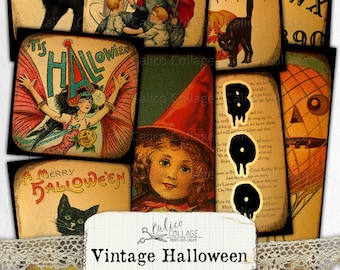 Printable Vintage Halloween Ephemera Pack, Junk Journal Journaling Paper Embellishments, Collage Sheet