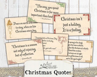 Vintage Christmas Quotes Junk Journal Printable, Ephemera Words, Christmas Scrapbooking Ephemera, Primitive Christmas, Junk Journal Ephemera