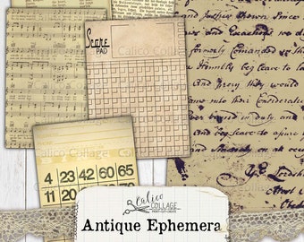 Antique Ephemera Cards Junk Journal Vintage Journal Supplies, Game Ephemera, Bingo Card, Printable, Digital Download, Vintage, Scrapbook