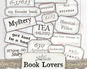 Printable Small Book Labels Junk Journal Ephemera Pack, Book Lovers Journal Supplies, Scrapbook Digital Paper, Junk Journal Prints, AGB21