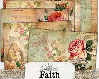 Printable Faith Junk Journal Kit, Religious Ephemera Kit, Bible Journaling, Faith Prayer Journal, Religious Ephemera, Bible Ephemera