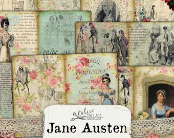 Jane Austen Printable Junk Journal Kit Ephemera Pack, Regency Ephemera, Digital Bullet Journal Stationery, Vintage Scrapbook Ephemera