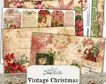 Christmas Junk Journal Kit Ephemera Pack, Holiday Ephemera