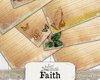 Faith Printable Prayer Junk Journal Lined Journaling Pages, Religious Ephemera, Bible Journaling, Prayer Journal, Junk Journal Kit