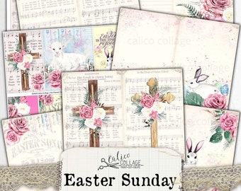 Easter Junk Journal Kit, Easter Ephemera, Bible Journaling, Religious Ephemera, Scrapbook Ephemera Pack, Printable Ephemera, Vintage