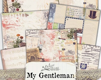 Masculine Junk Journal Kit Printable, Manly Junk Journal Ephemera Pack, Gentleman Ephemera, Bullet Journal Supplies, Stationery Digital