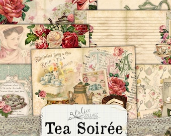 Tea Junk Journal Kit Ephemera Pack Tea Soiree, Tea Ephemera